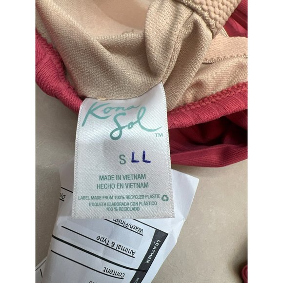 Women's Wide Ribbed Ring Medium Coverage One Piece Swimsuit Kona Sol Red Small - Picture 6 of 8